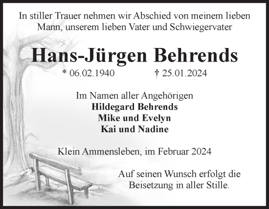 Traueranzeige von Hans-Jürgen Behrends von Volksstimme Haldensleben/Wolmirstedt