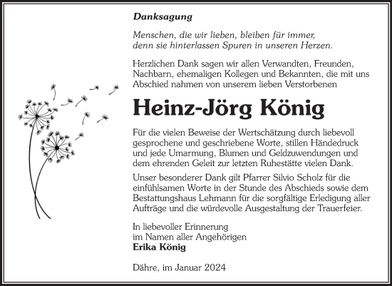 Traueranzeige von Heinz-Jörg König von Volksstimme Altmark West