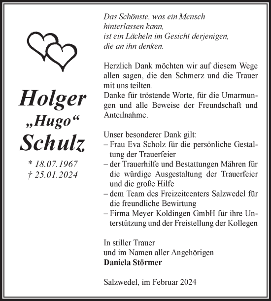 Traueranzeige von Holger Schulz von Volksstimme Altmark West