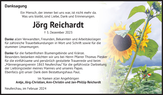 Traueranzeige von Jörg Reichardt von Volksstimme Altmark West