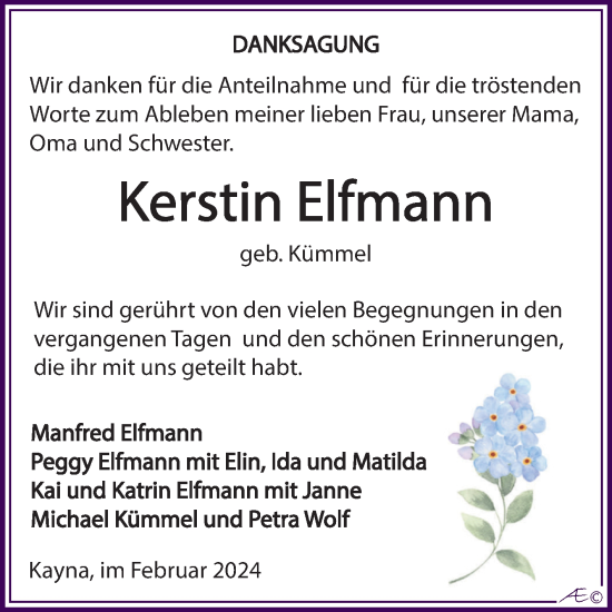 Traueranzeige von Kerstin Elfmann von Trauerkombi Zeitz