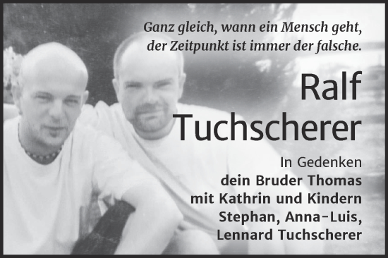 Traueranzeige von Ralf Tuchscherer von Trauerkombi Zeitz