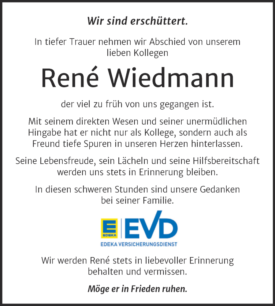  Traueranzeige für Rene Wiedmann vom 10.02.2024 aus SuperSonntag Bitterfeld