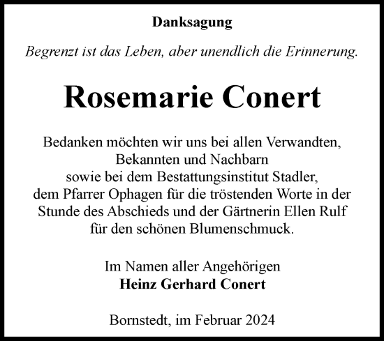 Traueranzeige von Rosemarie Conert von Volksstimme Haldensleben/Wolmirstedt