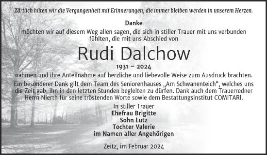 Traueranzeige von Rudi Dalchow von Trauerkombi Zeitz
