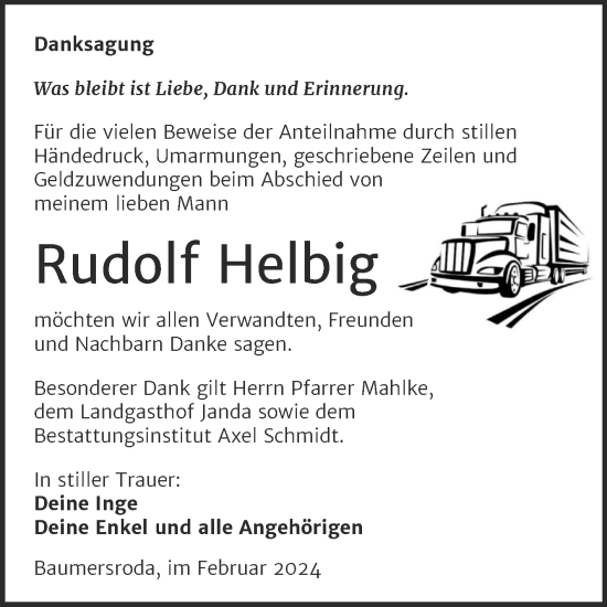 Traueranzeige von Rudolf Helbig von Super Sonntag Naumburg/Nebra