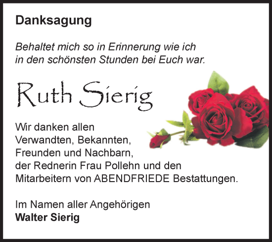 Traueranzeige von Ruth Sierig von Volksstimme Haldensleben/Wolmirstedt