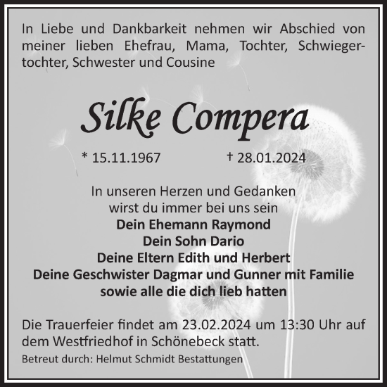 Traueranzeige von Silke Compera von Volksstimme Schönebeck