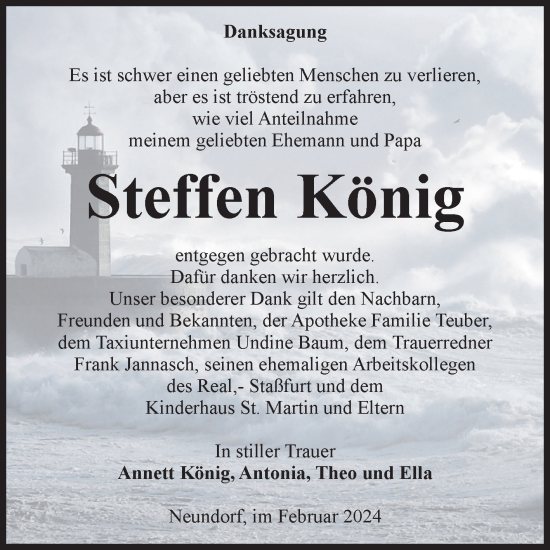 Traueranzeige von Steffen König 