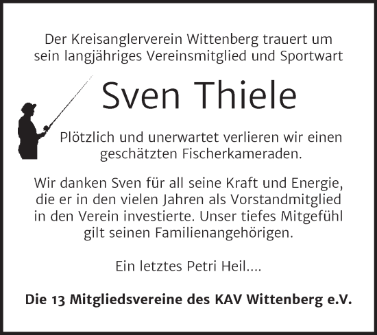 Traueranzeige von Sven Thiele von Super Sonntag Wittenberg