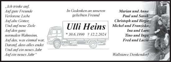 Traueranzeige von Ulli Heins von Volksstimme Altmark West