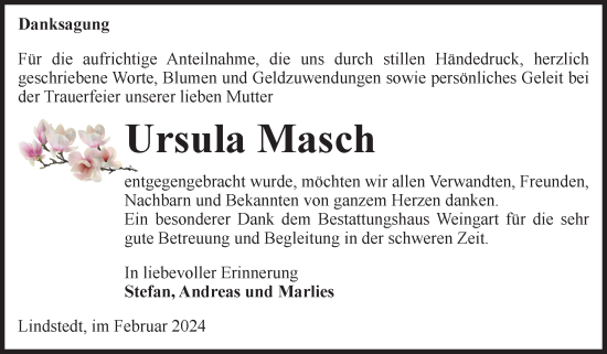 Traueranzeige von Ursula Masch von Volksstimme Altmark West