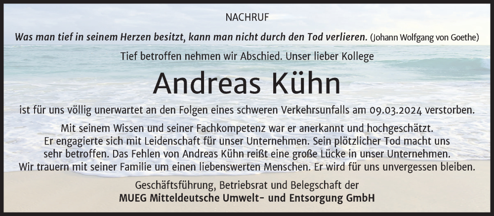  Traueranzeige für Andreas Kühn vom 23.03.2024 aus Mitteldeutsche Zeitung Merseburg/Querfurt