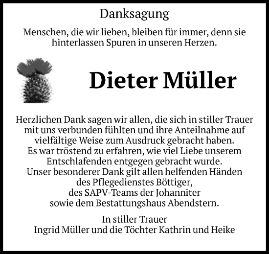 Traueranzeige von Dieter Müller von Volksstimme Altmark Ost