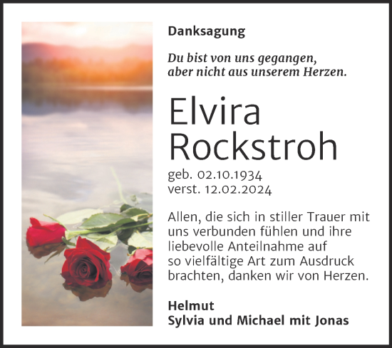 Traueranzeige von Elvira Rockstroh von Trauerkombi Weißenfels
