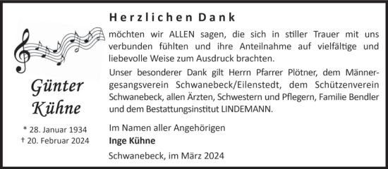 Traueranzeige von Günter Kühne von Volksstimme Halberstadt