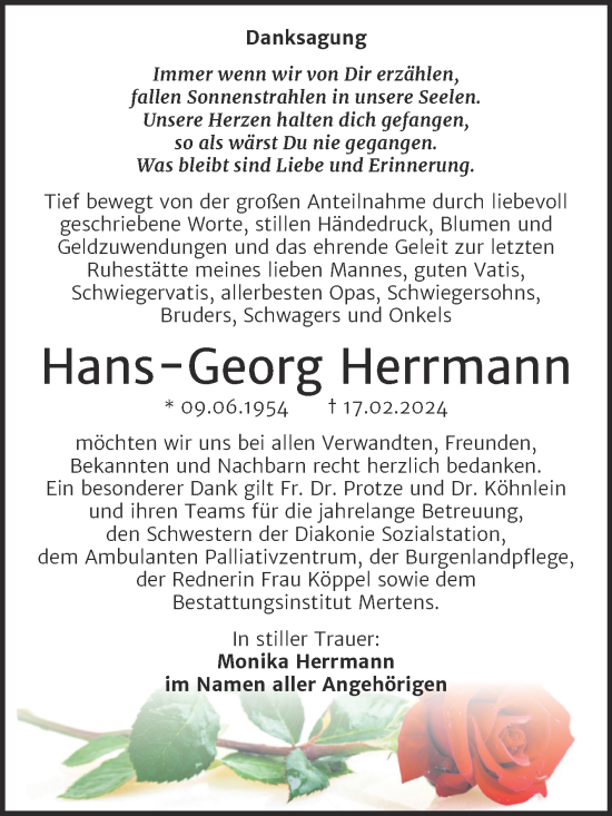 Traueranzeige von Hans-Georg Herrmann von Super Sonntag Naumburg/Nebra