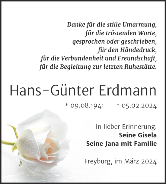 Traueranzeige von Hans-Günter Erdmann von Naumburger Tageblatt