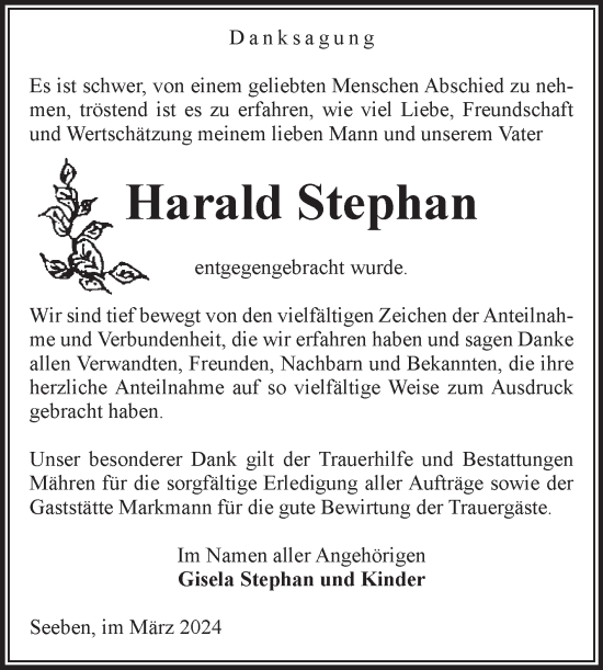 Traueranzeige von Harald Stephan von Volksstimme Altmark West