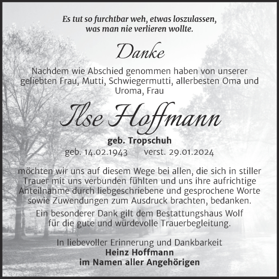 Traueranzeige von Heinz Hoffmann von Trauerkombi Zeitz