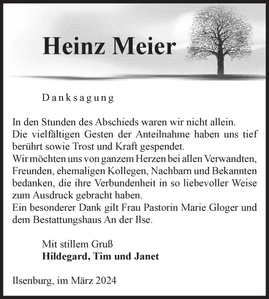 Traueranzeige von Heinz Meier von Volksstimme Wernigerode