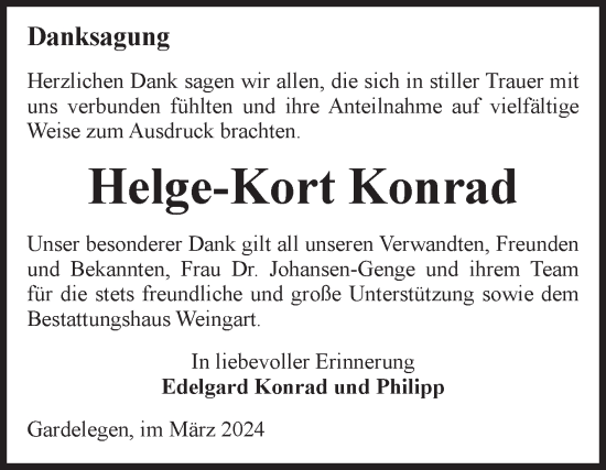 Traueranzeige von Helge-Kort Konrad von Volksstimme Altmark West