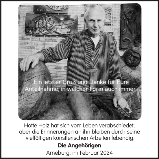 Traueranzeige von Hotte  von Volksstimme Altmark Ost