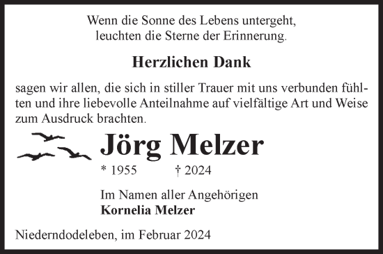 Traueranzeige von Jörg Melzer von Volksstimme Haldensleben/Wolmirstedt