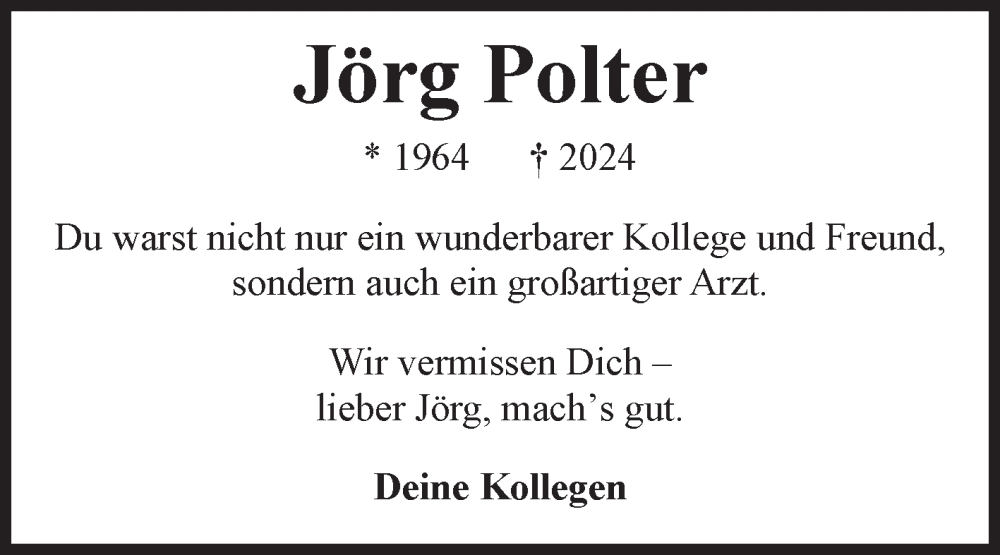  Traueranzeige für Jörg Polter vom 02.03.2024 aus Volksstimme Burg/Genthin