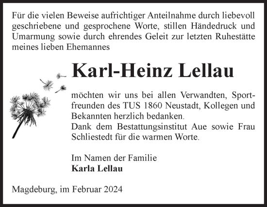 Traueranzeige von Karl-Heinz Lellau von Volksstimme Magdeburg