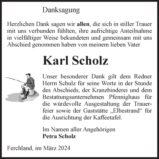 Traueranzeige von Karl Scholz von Volksstimme Burg/Genthin