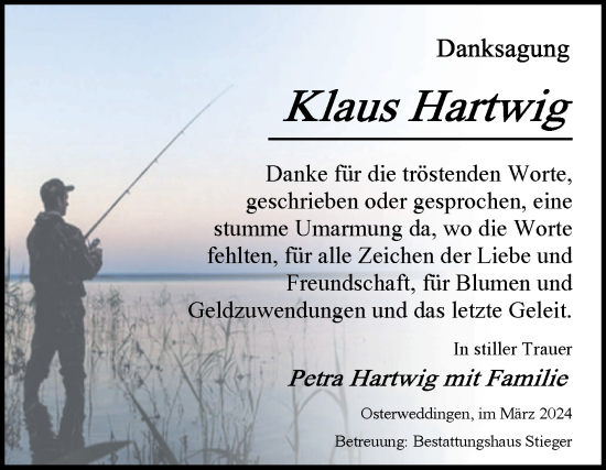 Traueranzeige von Klaus Hartwig von Volksstimme Oschersleben/Wanzleben