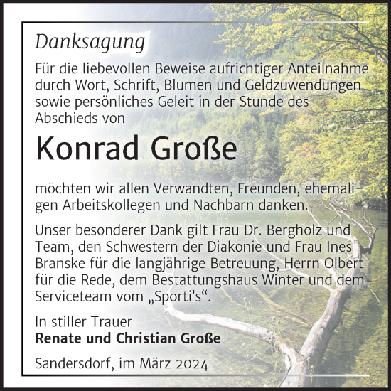 Traueranzeige von Konrad Große von Trauerkombi Bitterfeld