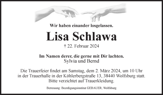 Traueranzeige von Lisa Schlawa von Volksstimme Halberstadt
