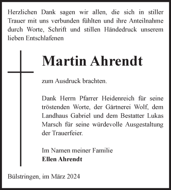 Traueranzeige von Martin Ahrendt von Volksstimme Haldensleben/Wolmirstedt