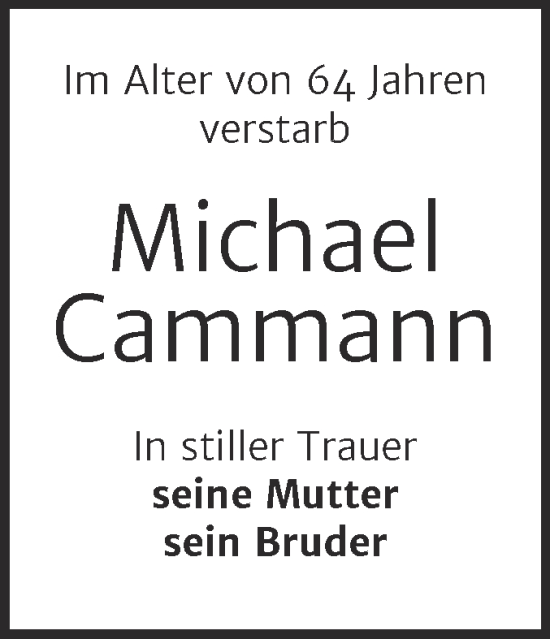 Traueranzeige von Michael Cammann von Naumburger Tageblatt