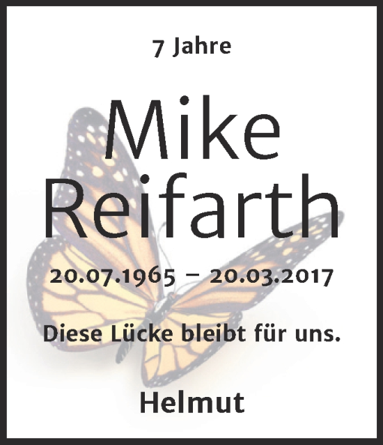 Traueranzeige von Mike Reifarth von Mitteldeutsche Zeitung Halle/Saalkreis