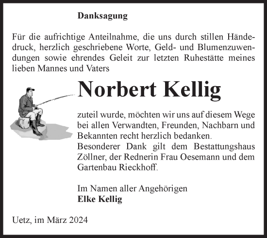 Traueranzeige von Norbert Kellig von Volksstimme Altmark Ost