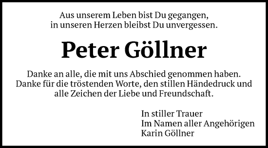 Traueranzeige von Peter Göllner von Volksstimme Magdeburg