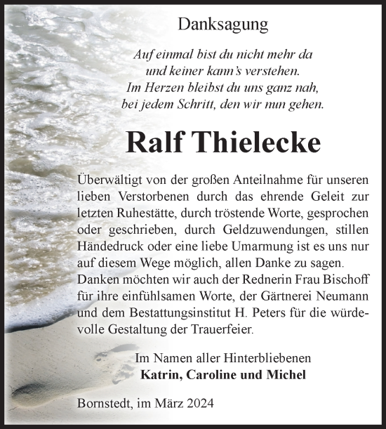 Traueranzeige von Ralf Thielecke von Volksstimme Haldensleben/Wolmirstedt