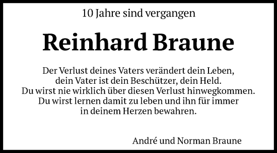 Traueranzeige von Reinhard Braune von Volksstimme Burg/Genthin