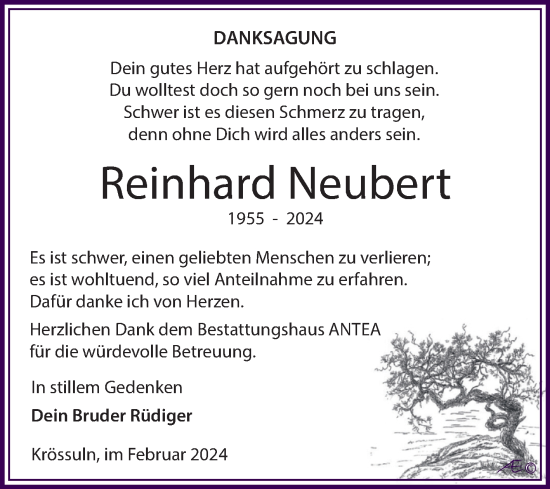 Traueranzeige von Reinhard Neubert von Trauerkombi Weißenfels