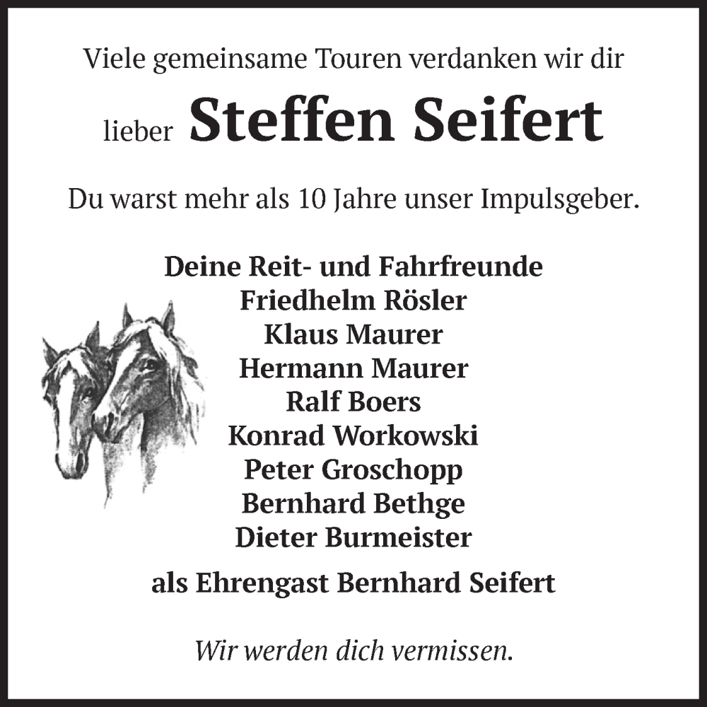  Traueranzeige für Steffen Seifert vom 09.03.2024 aus Volksstimme Altmark Ost