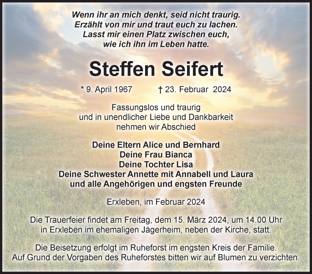  Traueranzeige für Steffen Seifert vom 05.03.2024 aus Volksstimme Altmark Ost