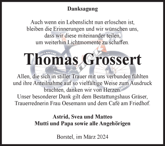 Traueranzeige von Thomas Grossert von Volksstimme Altmark Ost