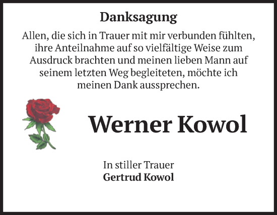 Traueranzeige von Werner Kowol von Volksstimme Magdeburg