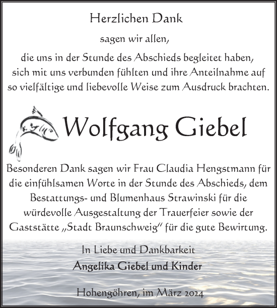 Traueranzeige von Wolfgang Giebel von Volksstimme Altmark Ost