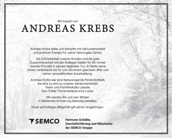 Traueranzeige von Andreas Krebs von Volksstimme Zerbst