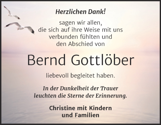 Traueranzeige von Bernd Gottlöber von Trauerkombi Bitterfeld