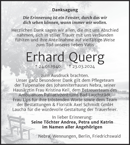Traueranzeige von Erhard Querg von Super Sonntag Naumburg/Nebra